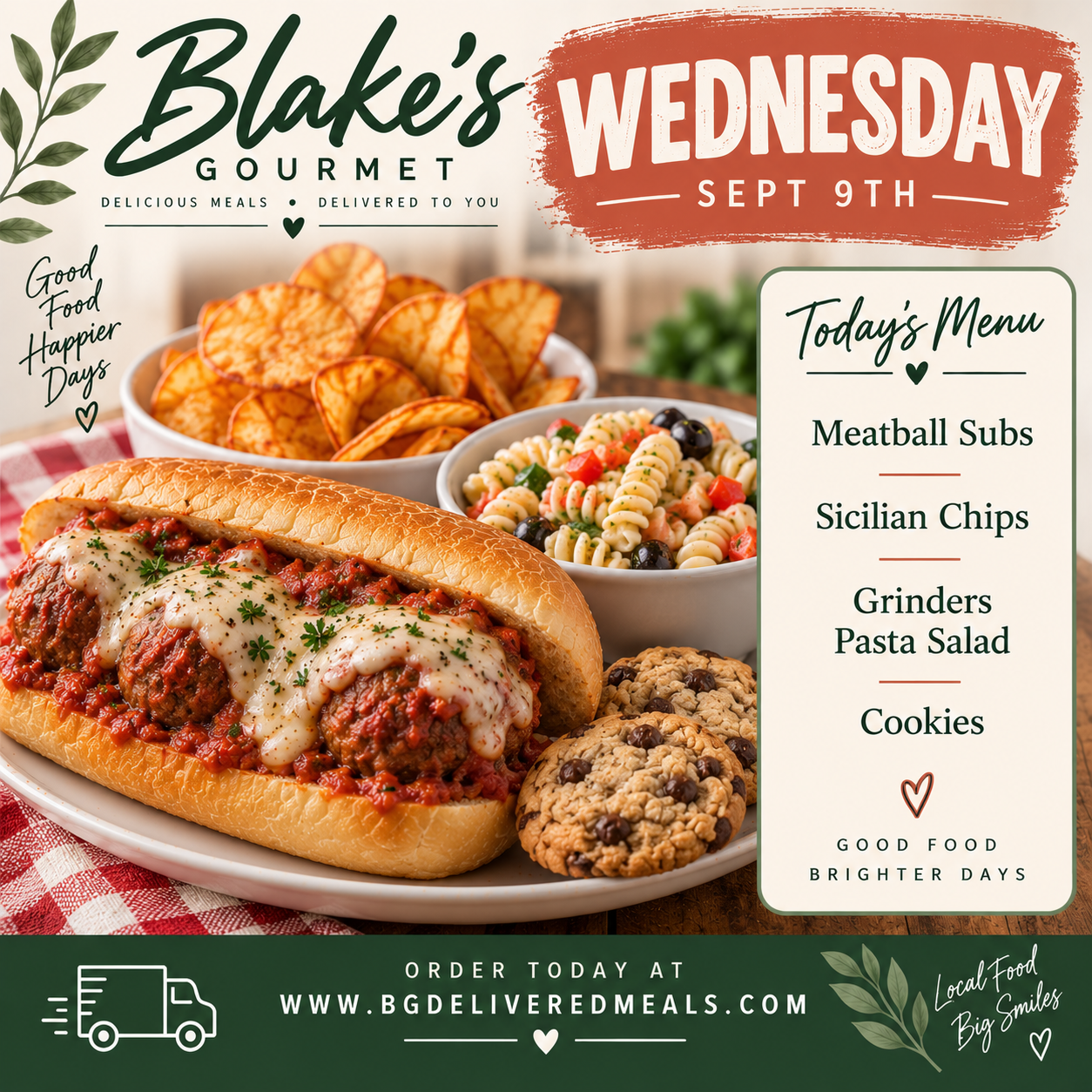 Wednesday Sept 9th, 2026 - Meatball Subs