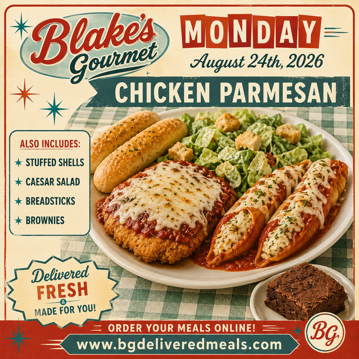Monday Aug 24th, 2026 - Chicken Parmesan