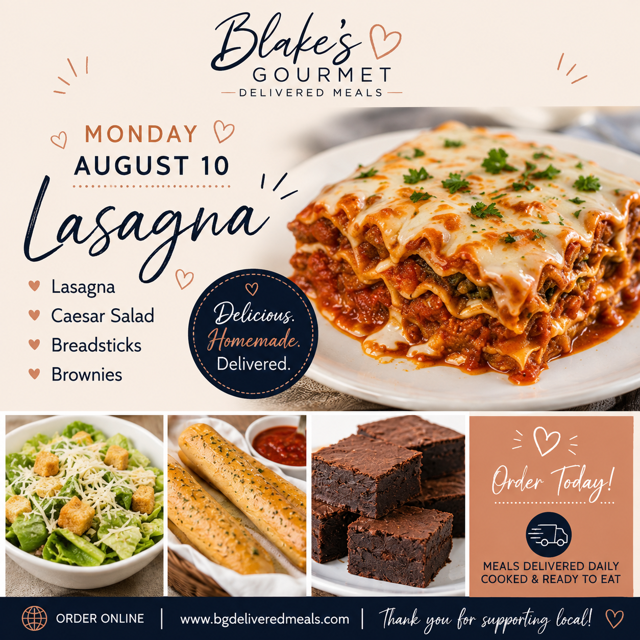 Monday Aug 10th, 2026 - Lasagna