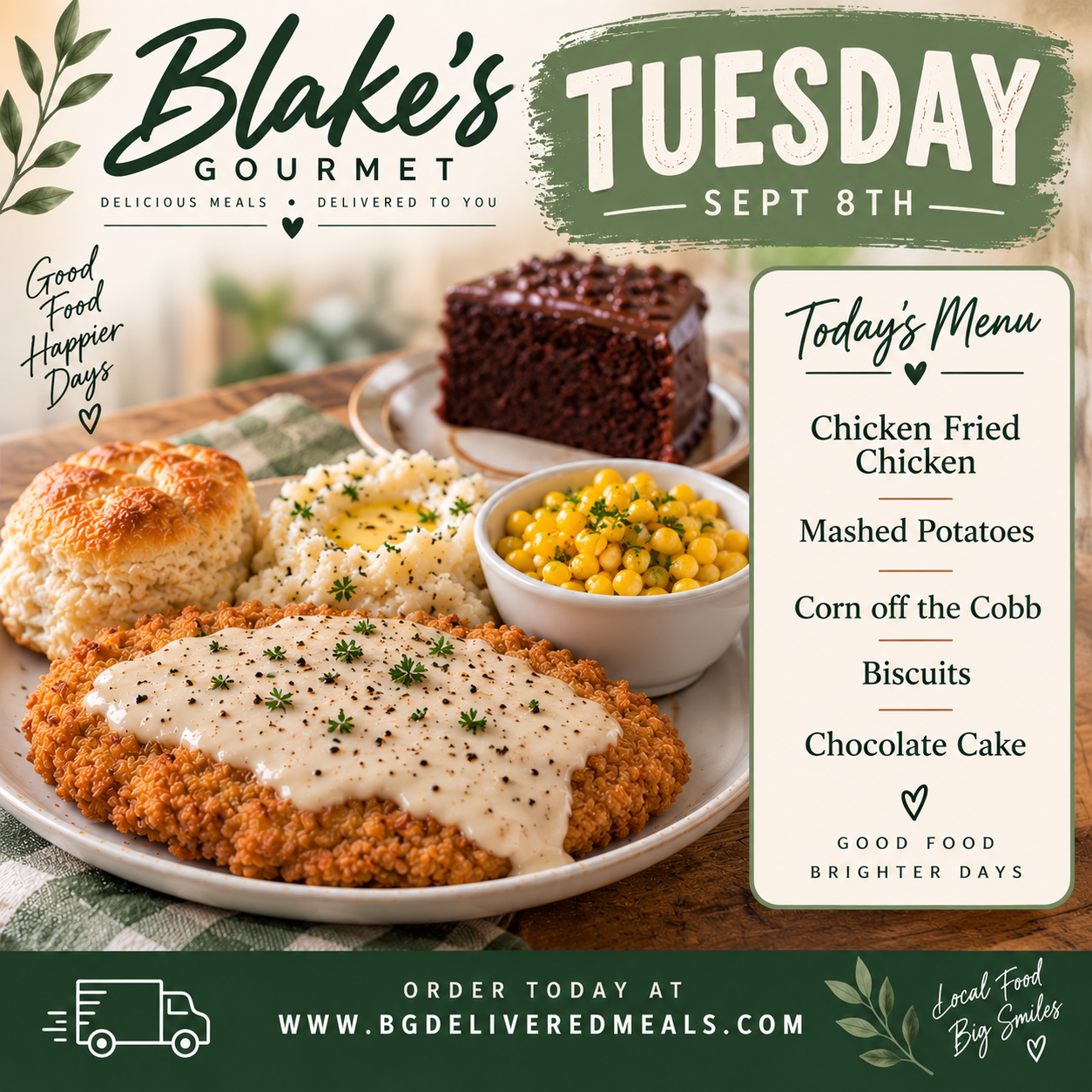 Tuesday Sept 8th, 2026 - Chicken Fried Chicken